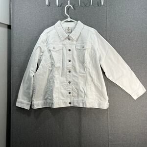 Lauire Felt Wave Denim Jacket with Embroidery Size2X White